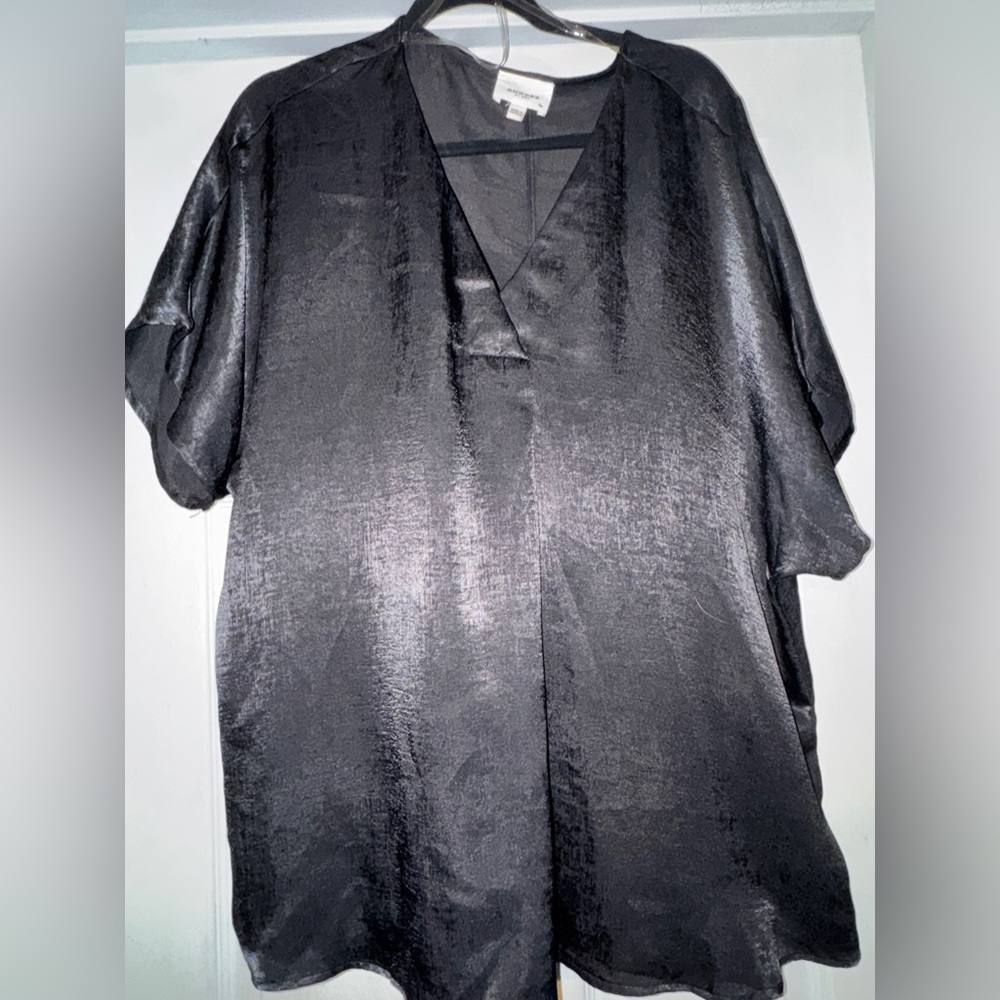 ANDREE BY UNIT Shimmering Black V-Neck Top